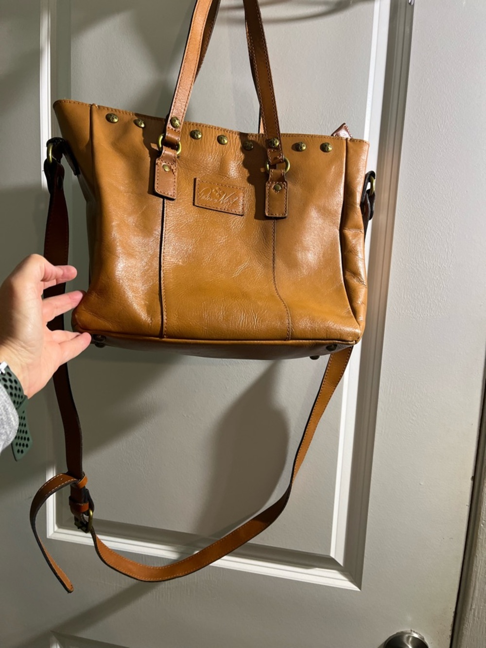 Patricia Nash Tan Leather Tote Bag with Shoulder Strap